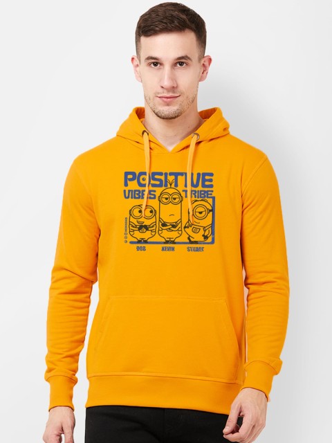 

Free Authority Men Yellow Minions Printed Hooded Sweatshirt