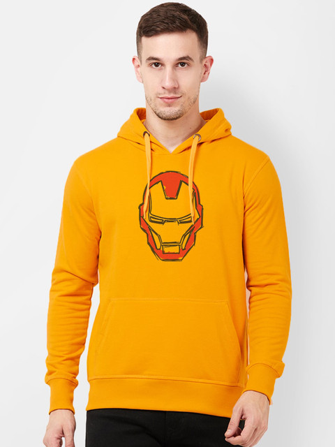 

Free Authority Men Yellow Iron Man Printed Hooded Sweatshirt