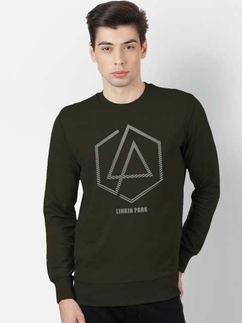 

Free Authority Men Olive Green Printed Sweatshirt