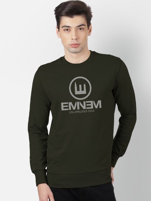 

Free Authority Men Olive Green Eminem Printed Sweatshirt