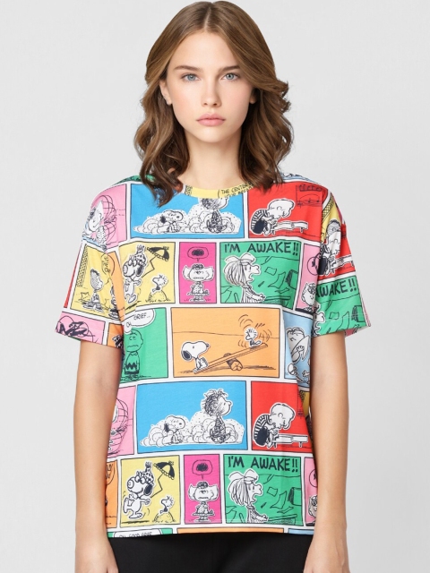 

ONLY Women Blue & White Printed T-shirt