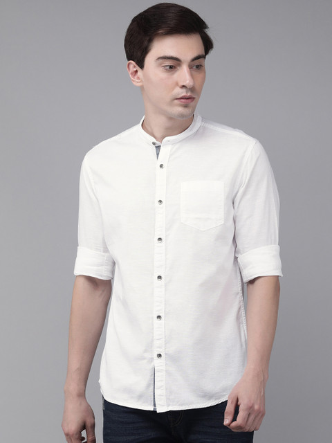 

BEAT LONDON by PEPE JEANS Men White Slim Fit Pure Cotton Casual Shirt