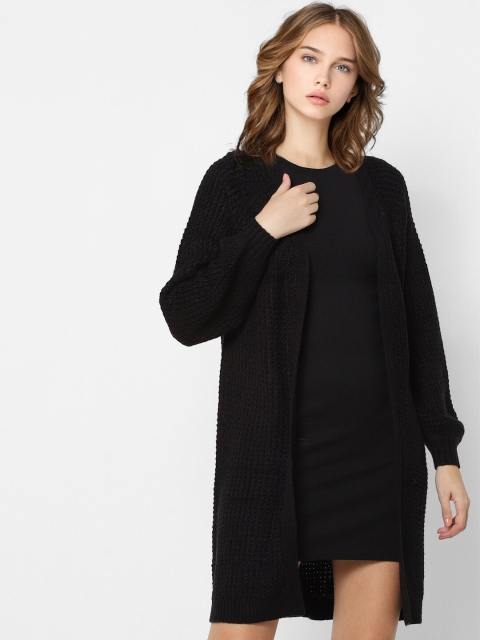 

ONLY Women Black Longline Pure Acrylic Front-Open