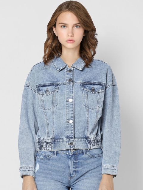 

ONLY Women Blue Washed Crop Denim Jacket