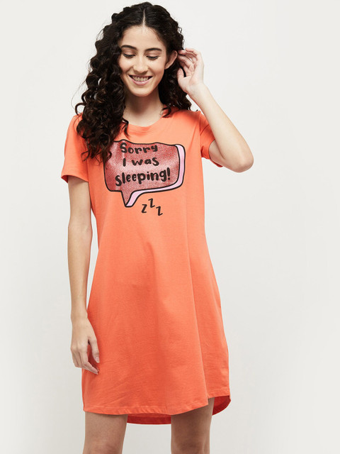 

max Orange Printed Nightdress