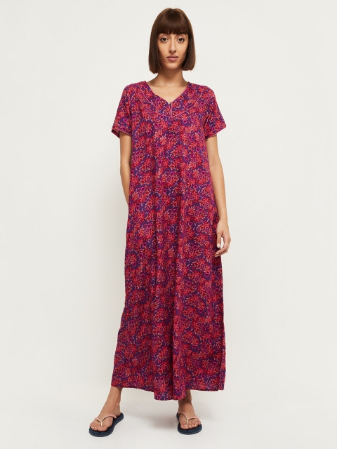

max Blue & Red Printed Maxi Nightdress