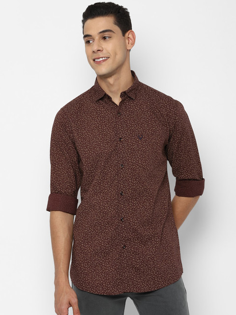 

Allen Solly Men Brown Slim Fit Floral Opaque Printed Casual Pure Cotton Shirt