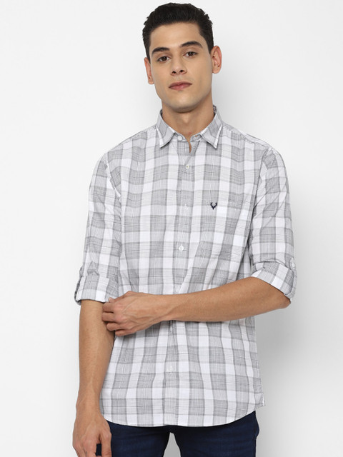 

Allen Solly Men Grey Slim Fit Tartan Checks Opaque Checked Cotton Casual Shirt