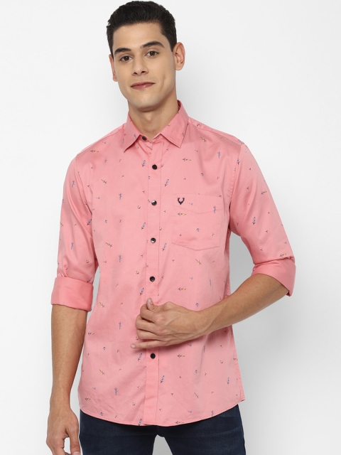 

Allen Solly Men Pink Slim Fit Opaque Printed Pure Cotton Casual Shirt