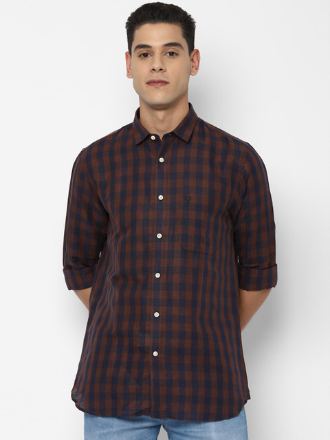 

Allen Solly Men Brown Slim Fit Opaque Checked Casual Shirt
