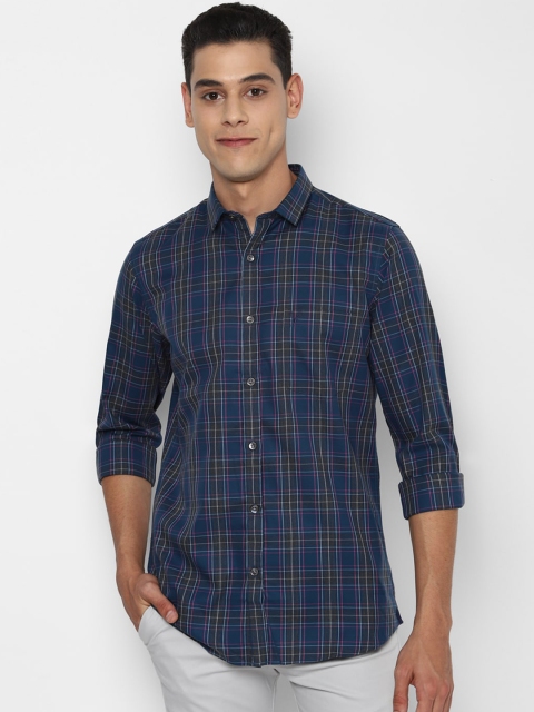 

Allen Solly Men Navy Blue Slim Fit Tartan Checks Opaque Checked Casual Shirt