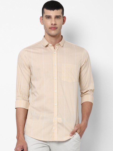 

Allen Solly Men Beige Slim Fit Windowpane Checks Opaque Checked Casual Shirt
