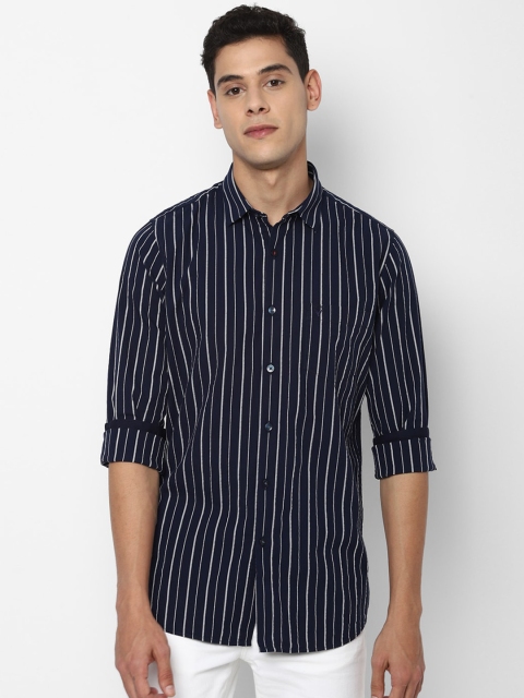 

Allen Solly Men Navy Blue Slim Fit Opaque Striped Casual Shirt