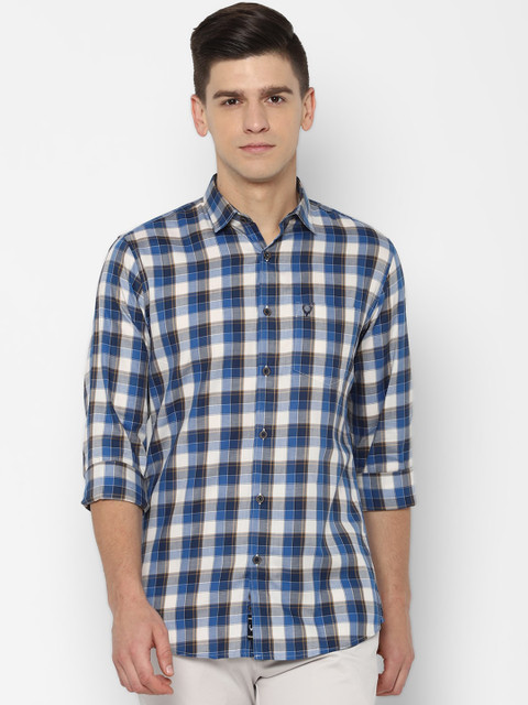 

Allen Solly Men Blue & Beige Checked Slim Fit Casual Shirt