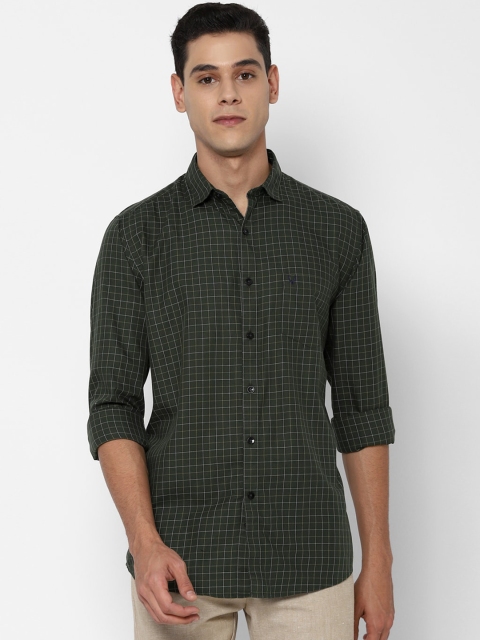 

Allen Solly Men Olive Green Slim Fit Grid Tattersall Checks Opaque Checked Casual Shirt