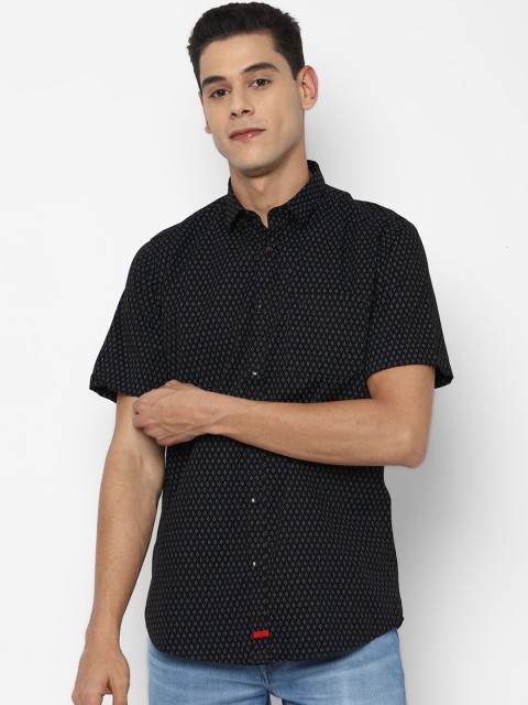 

Allen Solly Men Black Slim Fit Opaque Printed Casual Shirt
