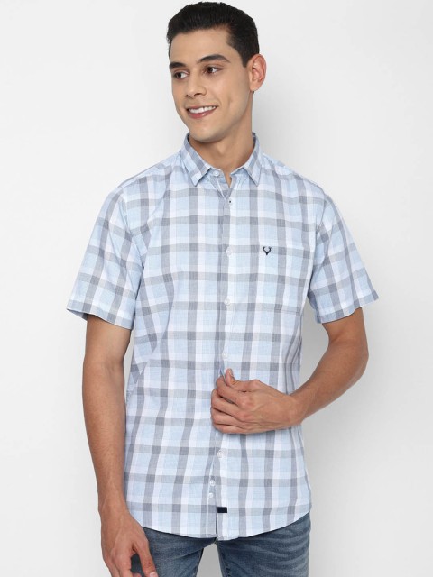 

Allen Solly Men Blue Slim Fit Opaque Checked Cotton Casual Shirt
