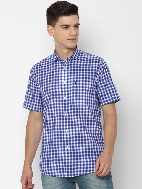 

Allen Solly Men Blue Slim Fit Gingham Checks Opaque Checked Cotton Casual Shirt