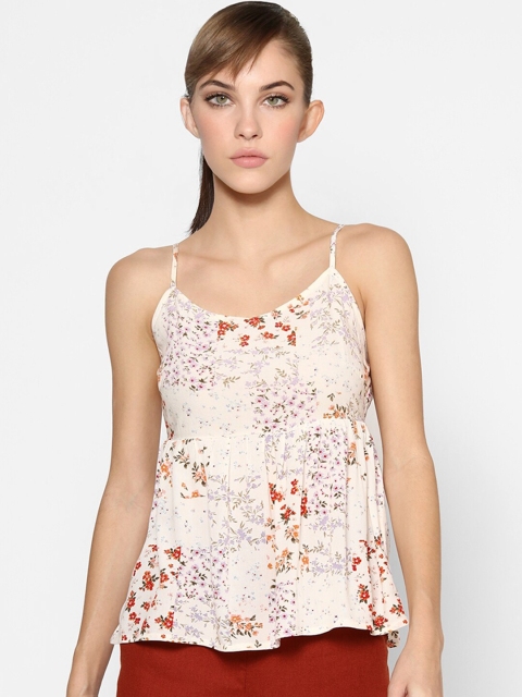 

ONLY Cream-Coloured Floral Printed A-Line Top