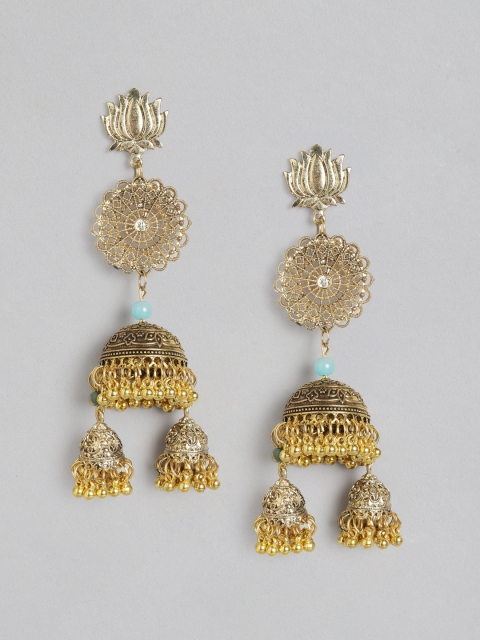 

DIVA WALK Gold-Toned Floral Jhumkas Earrings