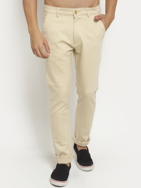 

Rodamo Men Cream-Coloured Slim Fit Chinos Trousers