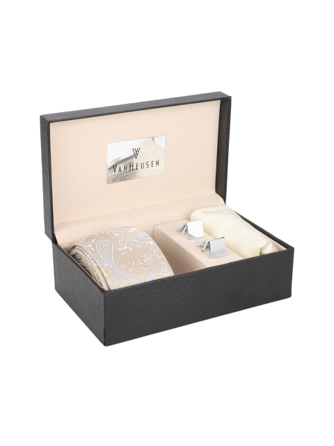 

Van Heusen Men Cream-Coloured & Silver Accessory Gift Set
