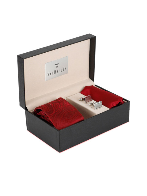 

Van Heusen Men Maroon & Silver-Toned Accessory Gift Set