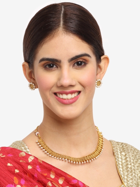 

NEUDIS White Gold-Plated Pearl Studded Jewellery Set
