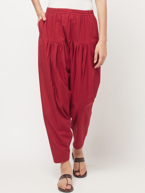 

Fabindia Women Maroon Solid Cotton Salwar