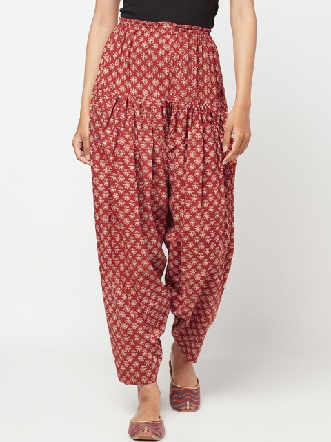 

Fabindia Women Red & Beige Printed Cotton Salwar