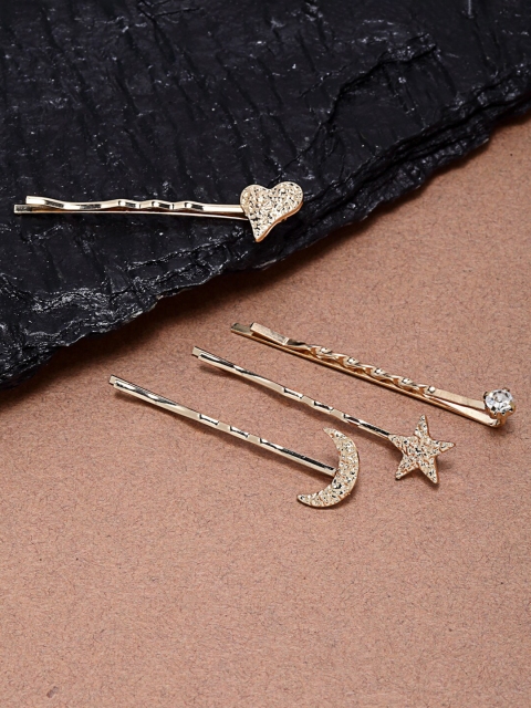 

Ferosh Women Gold-Toned Set of 4 Embellished Bobby Pins