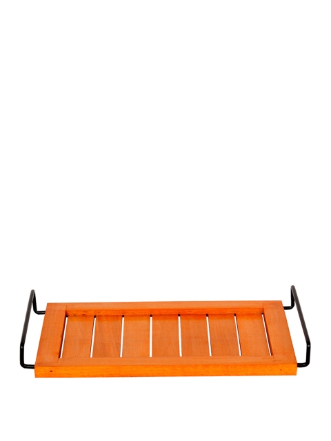 

ExclusiveLane Single Orange Hand-Painted Rectangular Wooden Tray