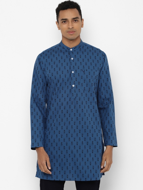 

Allen Solly Men Blue & Black Floral Printed Pure Cotton Kurta