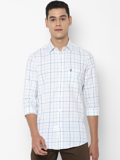 

Allen Solly Men White Slim Fit Grid Tattersall Checks Opaque Checked Cotton Casual Shirt