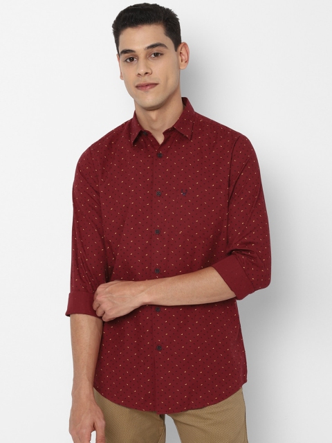 

Allen Solly Men Maroon Slim Fit Opaque Printed Casual Cotton Shirt