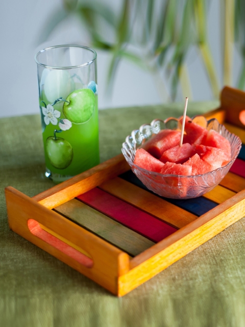 

ExclusiveLane Multicoloured Beech Wood Rectangular Tray, Multi