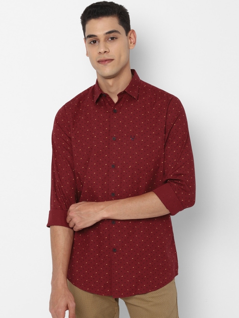 

Allen Solly Men Maroon Slim Fit Opaque Printed Pure Cotton Casual Shirt