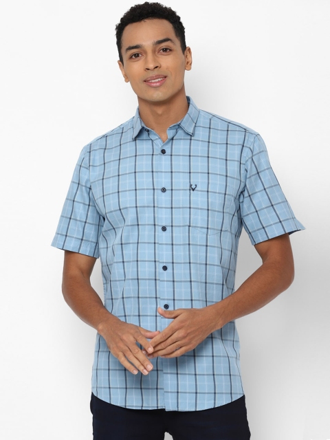 

Allen Solly Men Blue Slim Fit Windowpane Checks Opaque Checked Casual Shirt
