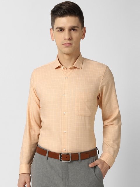 

Peter England Men Beige Slim Fit Grid Tattersall Checks Opaque Formal Shirt