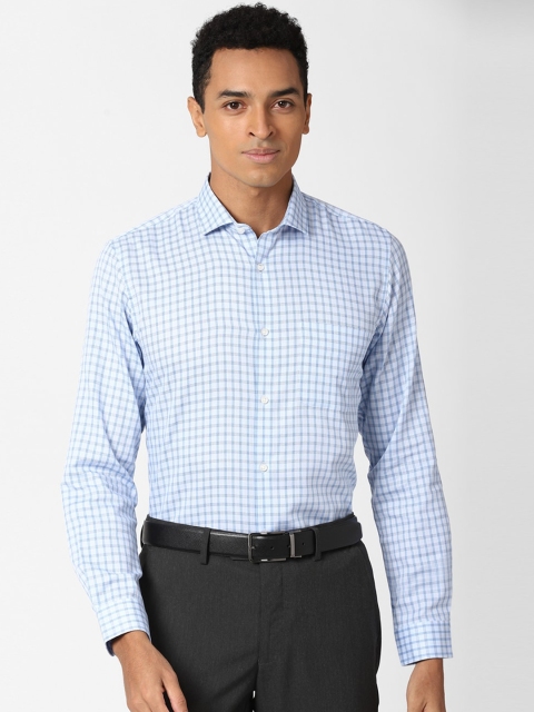 

Peter England Men Blue Opaque Checked Formal Shirt