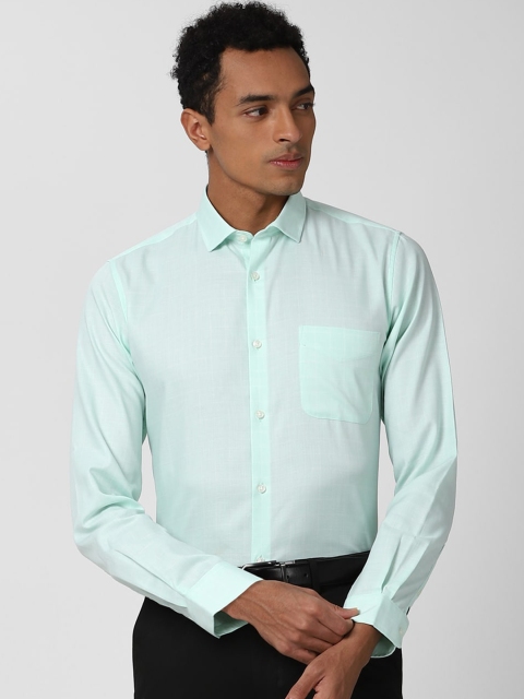 

Peter England Men Blue & White Slim Fit Checked Opaque Pure Cotton Formal Shirt
