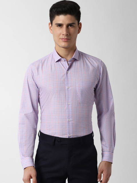 

Peter England Men Purple Slim Fit Opaque Checked Formal Shirt
