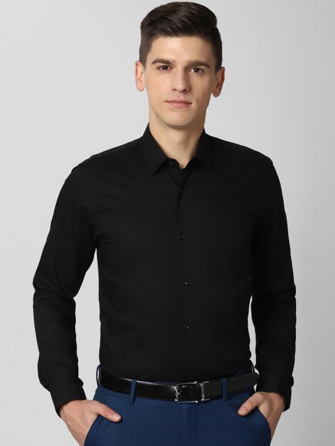 

Peter England Men Black Slim Fit Opaque Pure Cotton Formal Shirt