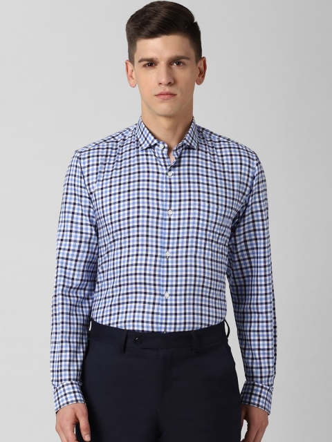 

Peter England Men White & Blue Slim Fit Buffalo Checks Opaque Formal Shirt