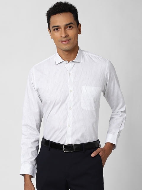 

Peter England Men White Slim Fit Opaque Printed Pure Cotton Formal Shirt