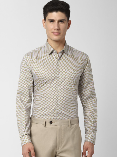 

Peter England Men Beige Opaque Printed Cotton Formal Shirt