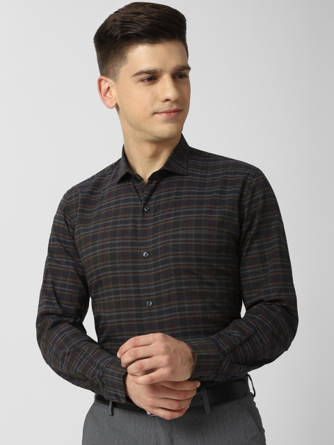 

Peter England Men Brown Slim Fit Opaque Checked Formal Shirt