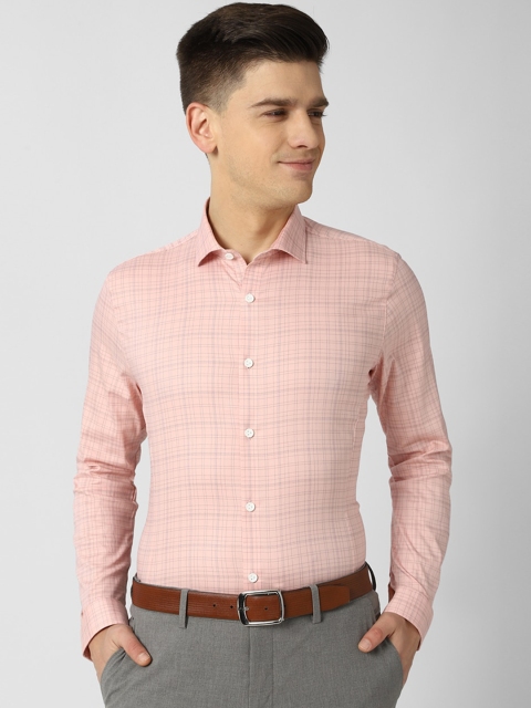 

Peter England Men Pink Slim Fit Checked Formal Cotton Shirt