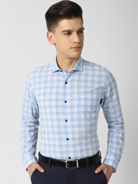 

Peter England Men Blue Slim Fit Opaque Checked Formal Shirt