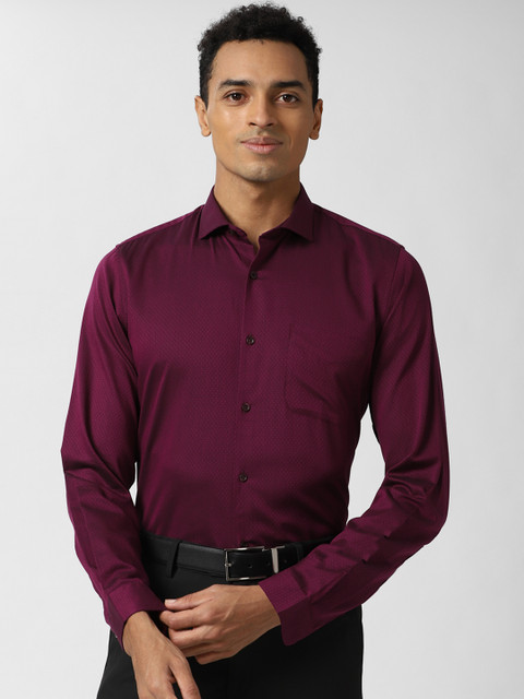 

Peter England Men Maroon Slim Fit Opaque Pure Cotton Formal Shirt